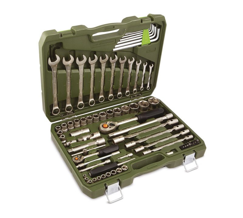 Набор головок 1/4", 1/2" с комбинированными ключам, 77 предм.