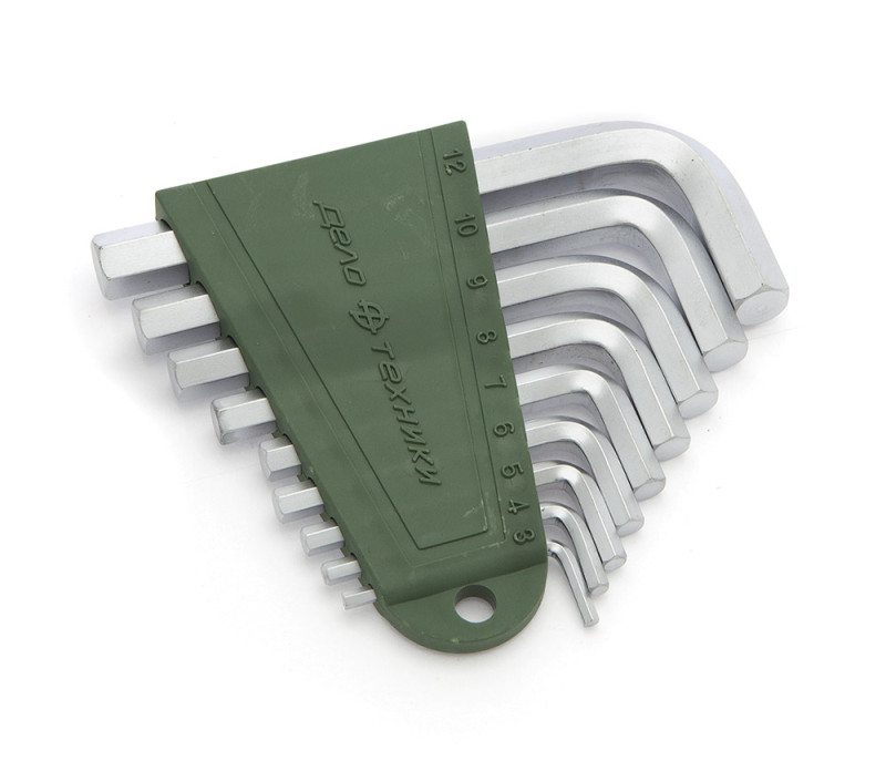 Набор ключей шестигранных коротких (3,4,5,6,7,8,9,10,12 мм) 9 шт.