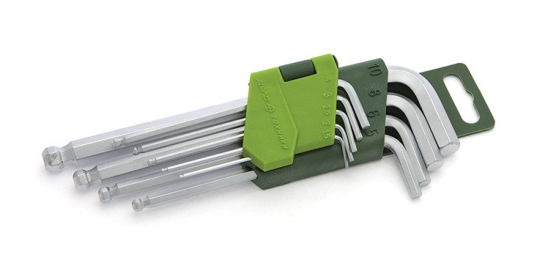 Набор ключей шестигранных с шаром (1.5,2,2.5,3,4,5,6,8,10 мм) 9 шт.