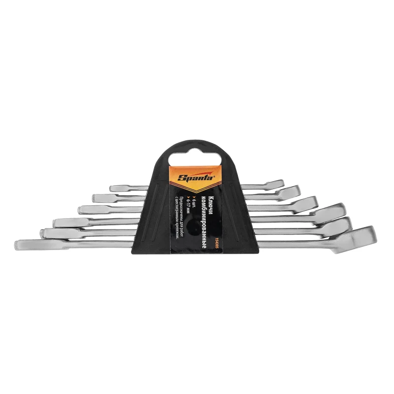 Набор ключей комбинированных, 6-17 мм, хромированные, 6 шт