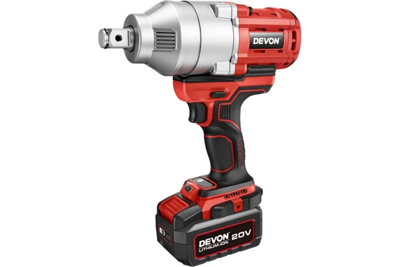 Аккумуляторный ударный гайковерт DEVON 5758-Li-20 / головка 3/4 " / бесщеточный / F1300Нм / R1900Нм / 20 В / 2 аккум. по 8.0 А∙ч / быстрое ЗУ 190 Вт