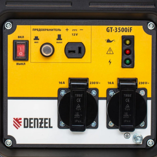 Генератор инверторный GT-3500iF, 3.5 кВт, 230 В, бак 5 л, открытый корпус, ручной старт Denzel