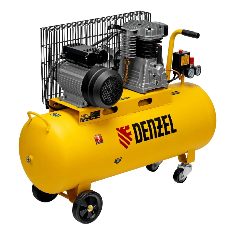 Компрессор воздушный BCV2300/100, ременный привод, 2.3 кВт, 100 литров, 440 л/мин Denzel