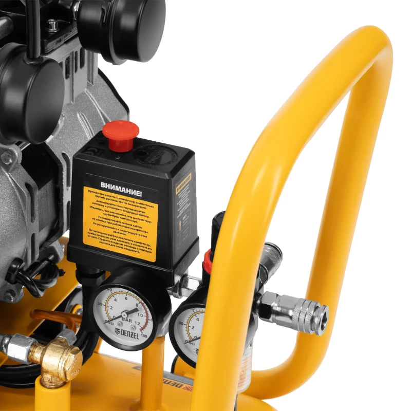 Компрессор безмасляный, малошумный DLS 2200/50, 2200 Вт, 2x1100, 50 л, 380 л/мин Denzel