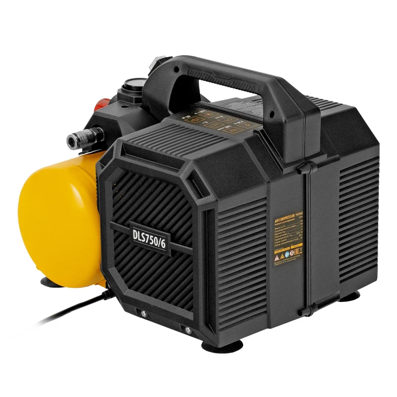 Компрессор  DLS750/6 безмасляный малошумный 750 Вт, 140 л/мин,ресивер 6 л Denzel