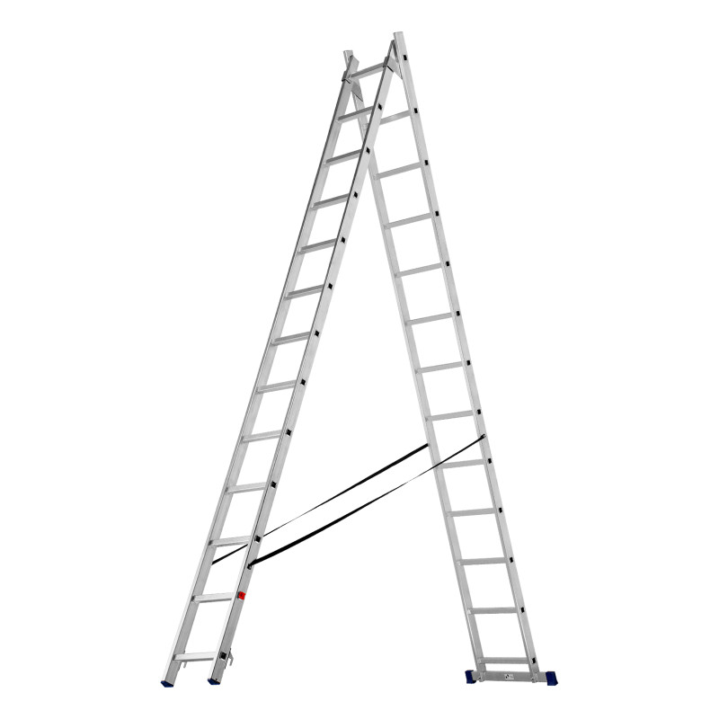 Лестница, 2 х 13 ступеней, алюминиевая, двухсекционная, Сибртех